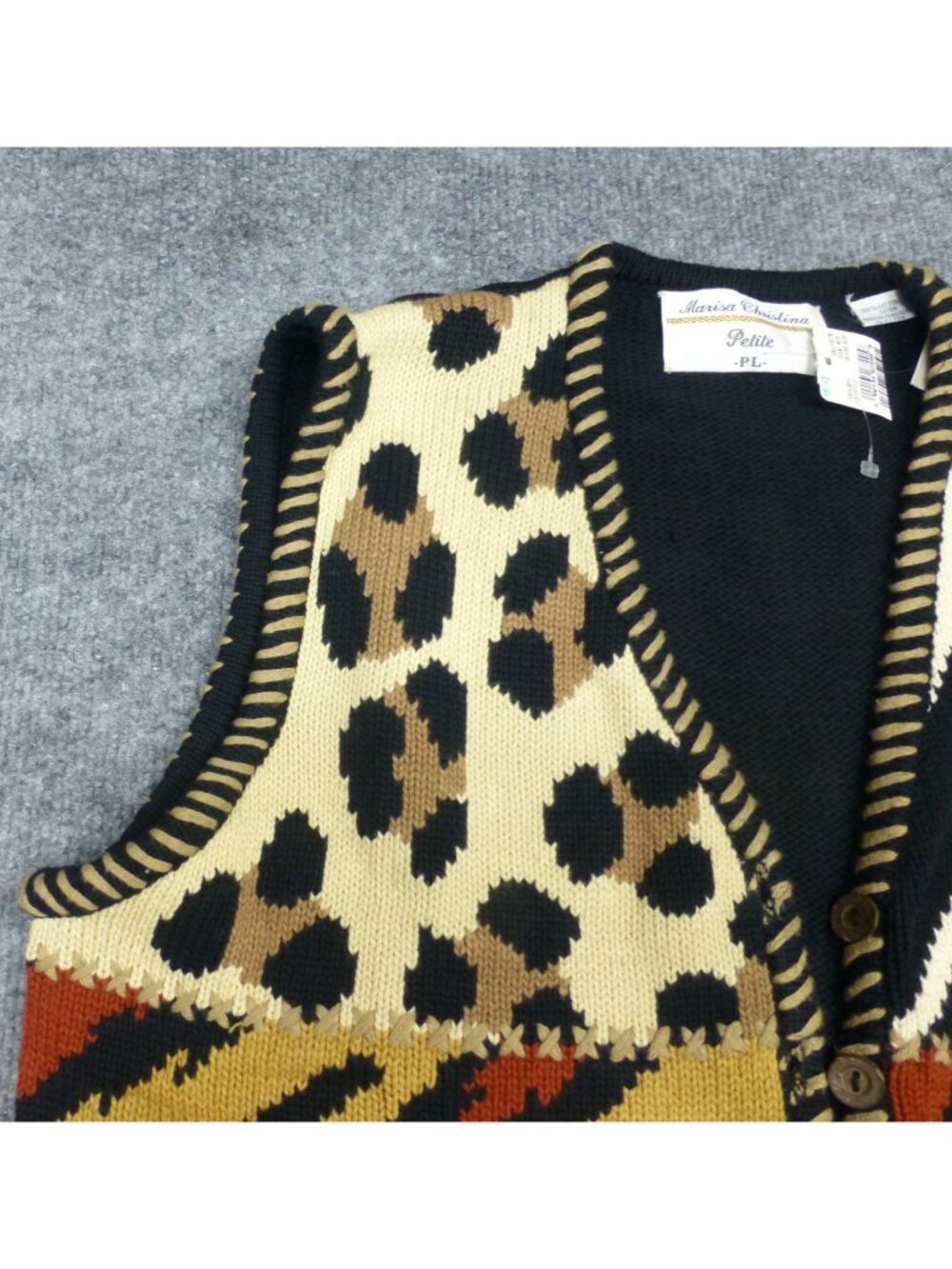 VTG Christina Hope Mixed Animal Print Knit Vest Petite 90s Grannycore Novelty NW - Picture 9 of 14